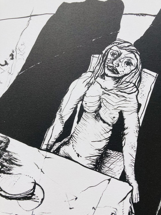 Image 1 of Philippe Hardy - Vintage Lithograph - Woman at Table - 1977