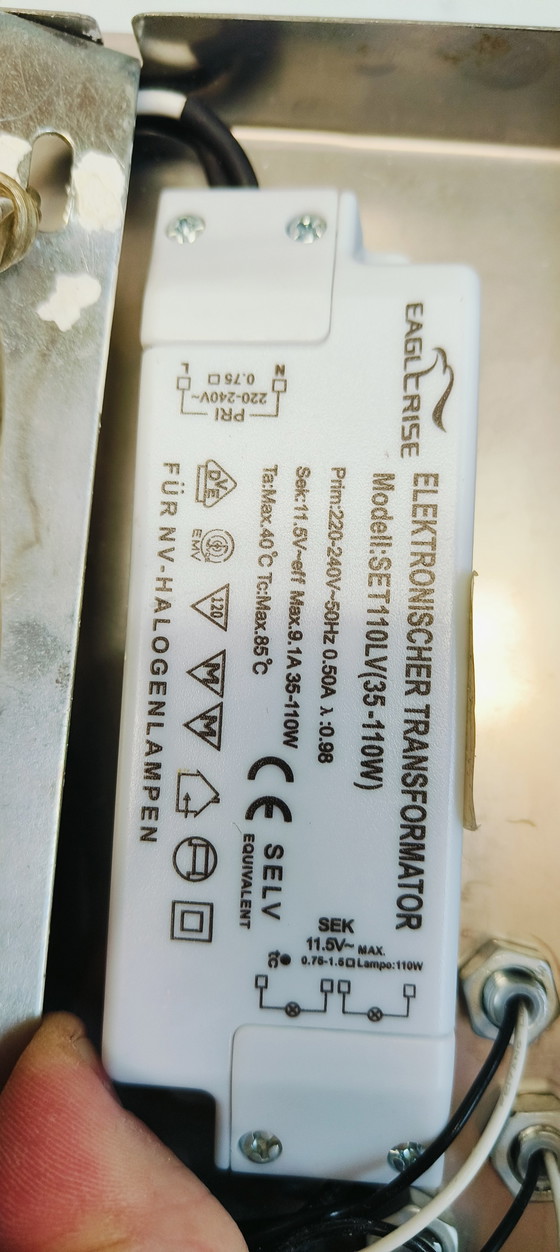 Image 1 of Modernist chrome sofa Germany halogen ceiling lamp from the 1980s in the style of Sciolari