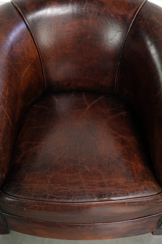 Poltrona club vintage in pelle di pecora con carattere, bei colori caldi e dimensioni sottili – Poltrone (photo 6 of 13)