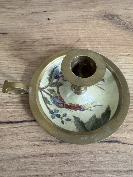 Image 1 of Kandelaar van geëmailleerd messing