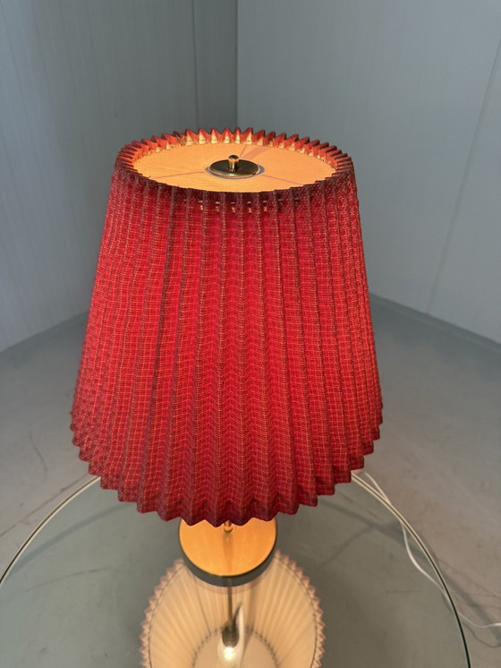Image 1 of Brass Table Lamp With Pleated Shade 1950's