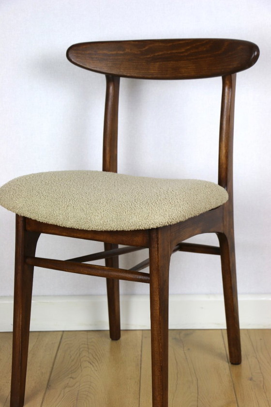 Image 1 of Hałas vintage chairs beige boucle - set of 3