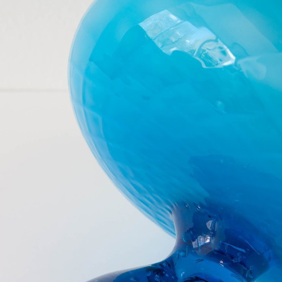 Vintage jaren 60 Portugese blauwe glazen schaal met voet – Tafelaccessoires, Glass (photo 6 of 10)