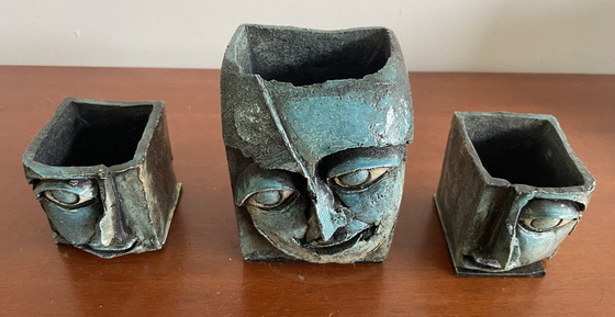 Image 1 of Jaroslav Safr - Tre teste o volti scultorei in ceramica artistica