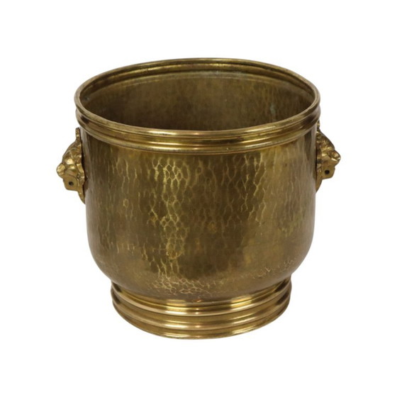 Large Jardinière Flowerpot Hammered Brass Lionheads – Decorative Objects (photo 10 of 15)