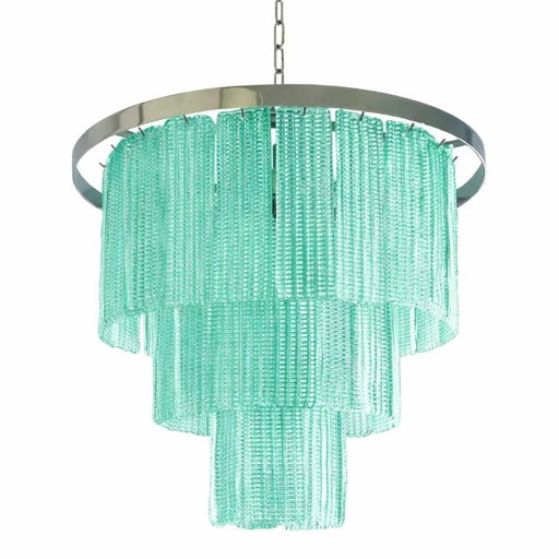 Lampadario moderno Sputnik in vetro di Murano verde mare, SimoEng italiano, stile Mazzega