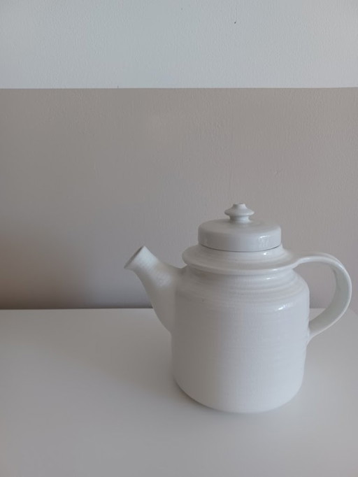 Arabia Finlandia Kaarna Tetera - Ulla Procopé Gres Blanco | Mediados del Siglo 1960