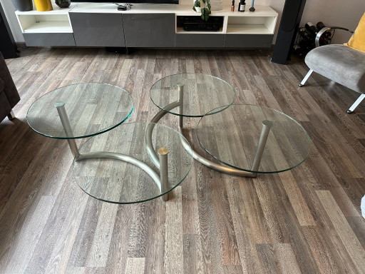 Ronald Schmitt Glas-Couchtisch - GEMINI verstellbar – salontafels, Metal
