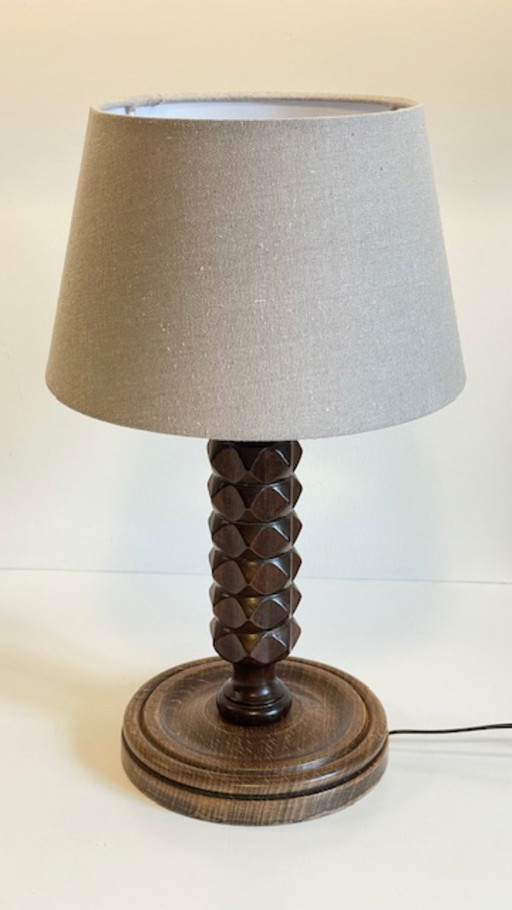 Lampada geometrica in legno nello stile di Charles DUDOUYT Vintage