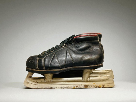 Image 1 of Schwarze Schlittschuhe aus Leder aus der UdSSR 1950er Jahre