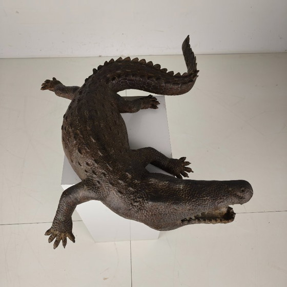Image 1 of Monumental bronze crocodile sculpture from the 20th century