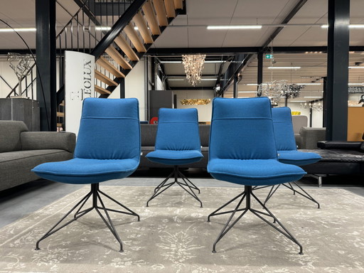 4 sillas de comedor Rolf Benz 606 de tela azul