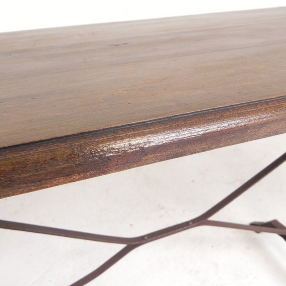 Image 1 of Bistro Table with Oak Top on Cast Iron Frame, 1930s