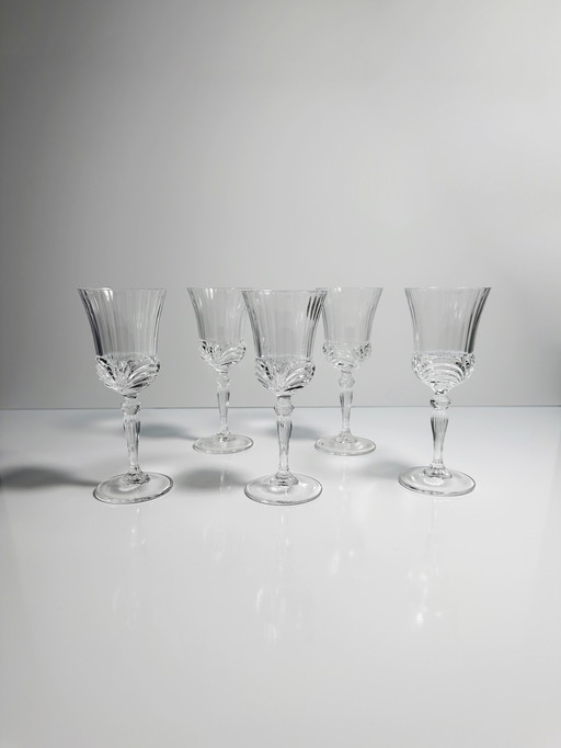 5X Italian crystal glasses wine 80s shell decor