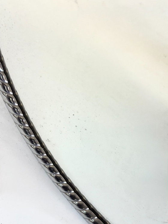 Image 1 of Vintage ronde spiegel met minimalistisch buisframe