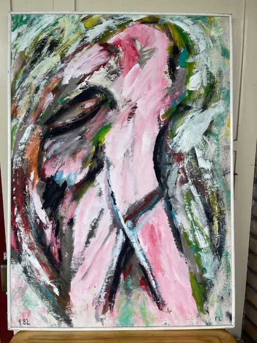 Abstract Painting Reinier Lucassen '82 Signed