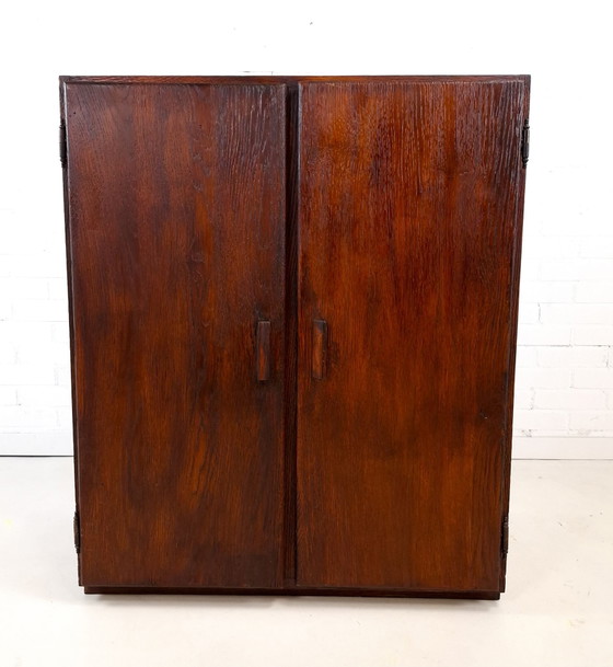 Vintage brutalist sideboard rough dark brown wood (photo 5 of 13)