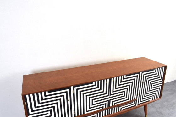 Image 1 of Mid-Century Op-Art Hand-Painted Sideboard from Sven Andersen Møbelfabrikk, 1960s