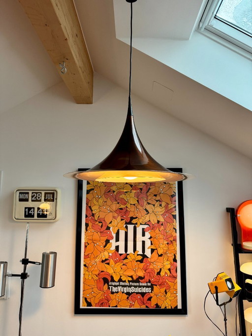XXL Doria lampe pendante à trompette 1970 - aluminium brun cuivré