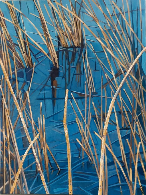 Painting 'The Kites on Winter Day' by Anneke Van Kesteren – schilderijen tekeningen, Canvas