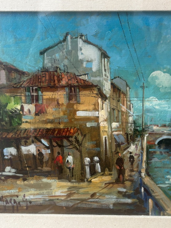 Oil Painting on Cardboard "Disappearing Milan: Vicolo dei Lavandai" by Giampietro Maggi (photo 7 of 11)