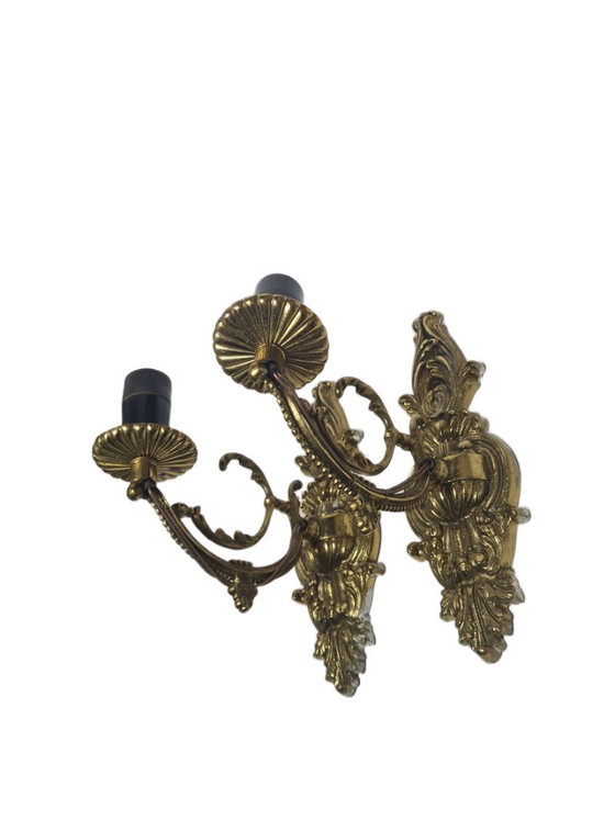Lampade da parete rococò vintage, Polonia, anni '50, set da 2 – Applique, Brass (photo 4 of 8)