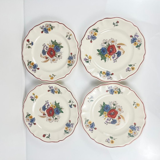 Image 1 of Set de 4 assiettes plates "Agreste", Sarreguemines, première moitié du XXeme s.