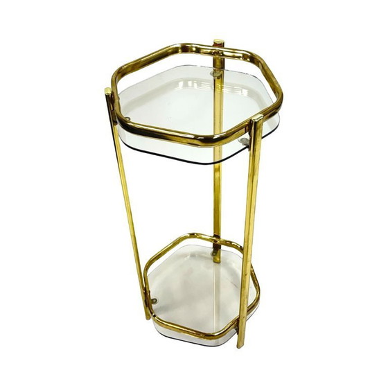 Image 1 of Bloemenstandaard in Franse mid-century modern stijl, jaren 70, messing en glas.