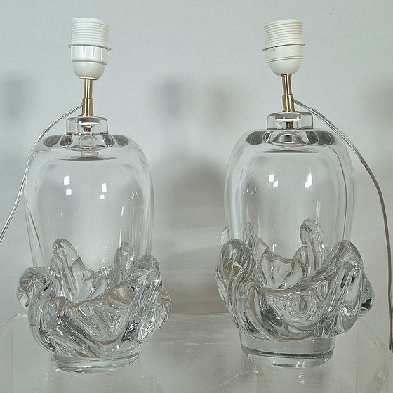 Image 1 of Daum Frankrijk, paar Sirius kristallen lampen, model gemaakt in 1952