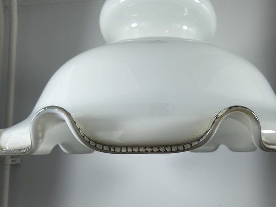 Image 1 of Antique pendant lamp with white opal glass – hand-blown shade, ca. 1920–1940