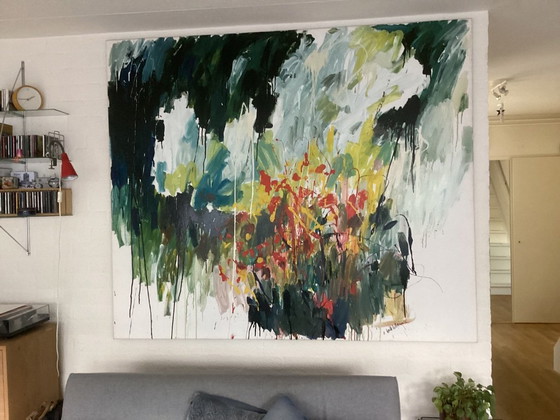Pintura abstracta multicolor de Henk Hofstra, Pinturas y dibujos, Lienzo, Verde (foto 4 de 6)