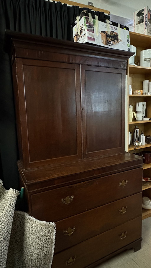 Antique secretaire cabinet with writing surface and compartments - 19th century