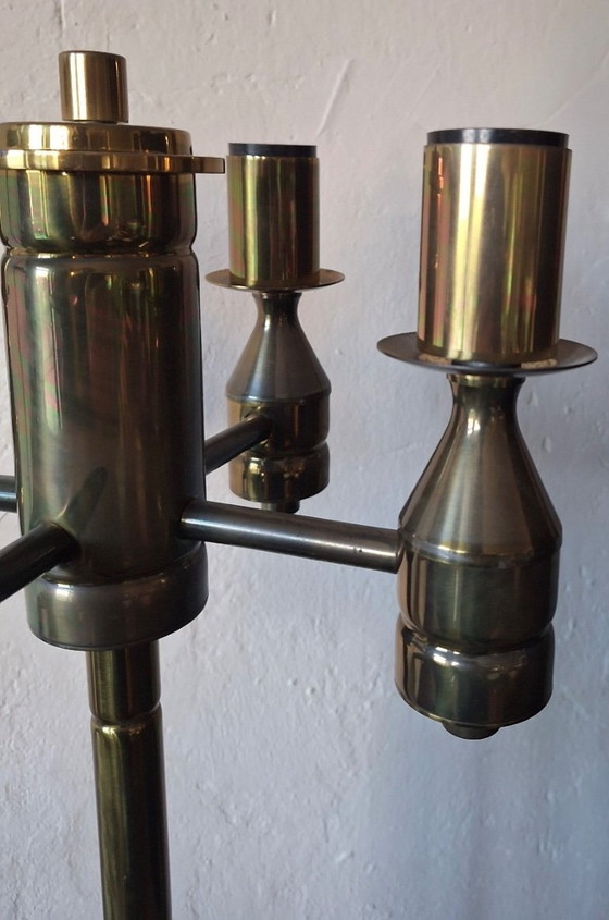 Image 1 of Brutalistische Stehlampe aus Messing mit vier Leuchten aus der Mitte des 20. Jahrhunderts, 1960er Jahre