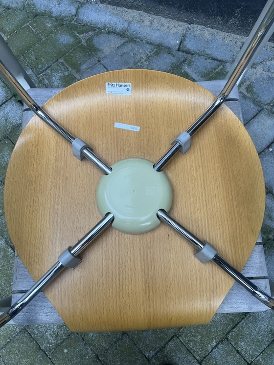 Set de 8x Series 7 “Vlinder Stoel” Fritz Hansen – Chaises de salle à manger, Chrome, Wood (photo 12 of 13)