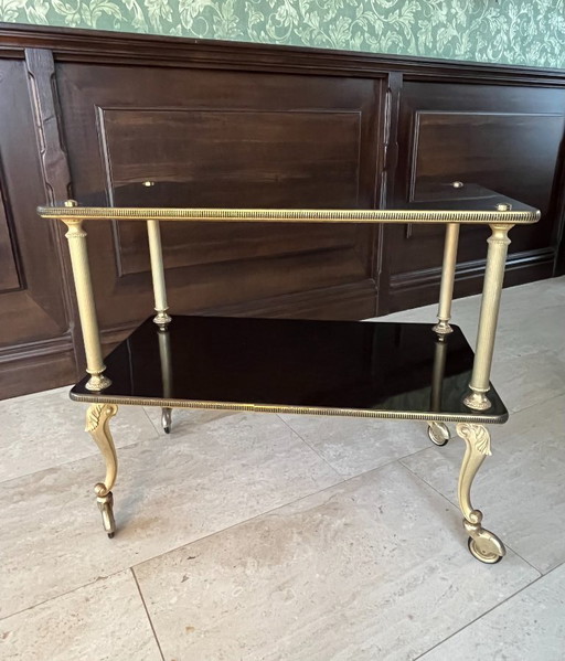 Elegante mesa móvil vintage de los años 60 y 70, chapada