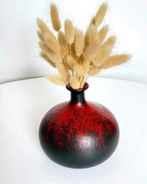 Veba West Germany Ball Vase - Glass with Ceramic fat lava Glaze