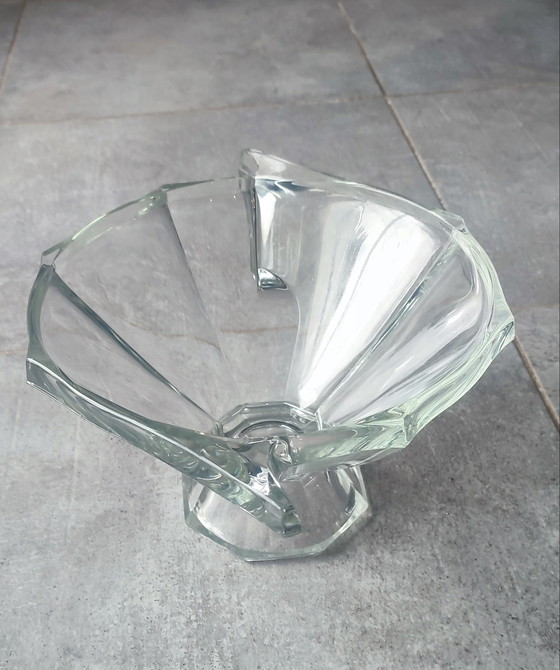 Image 1 of Coupe en verre épais gravée Slovakia Style Art Déco