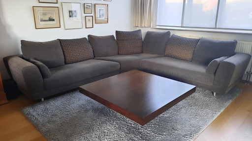 Rolf Benz 3000 corner sofa with glass corner table