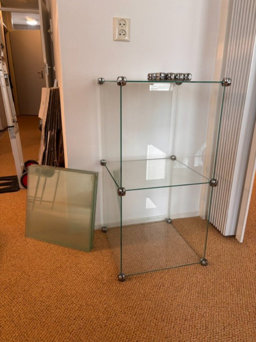 glazen vitrine kubussen stijl Poul Cadovius Space Age