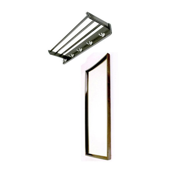 Image 1 of Vintage Wall Coat Rack and Mirror Set