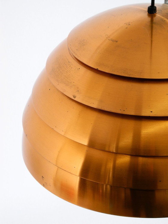 Image 1 of Lampe à suspension originale à lattes de cuivre des années 1960 par Hans-Agne Jakobsson pour Markaryd. Fabriqué en Suède