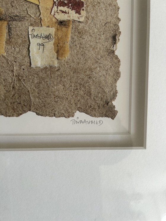 Tina Ahmed – Œuvre d'Art Originale Technique Mixte avec Feuille d'Or et d'Argent – 1999 – Objets d'art, Glass (photo 3 of 6)