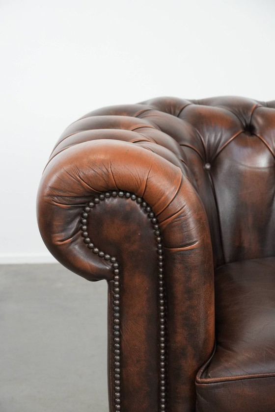 Image 1 of Brauner Chesterfield-Sessel aus Rindsleder im englischen Stil