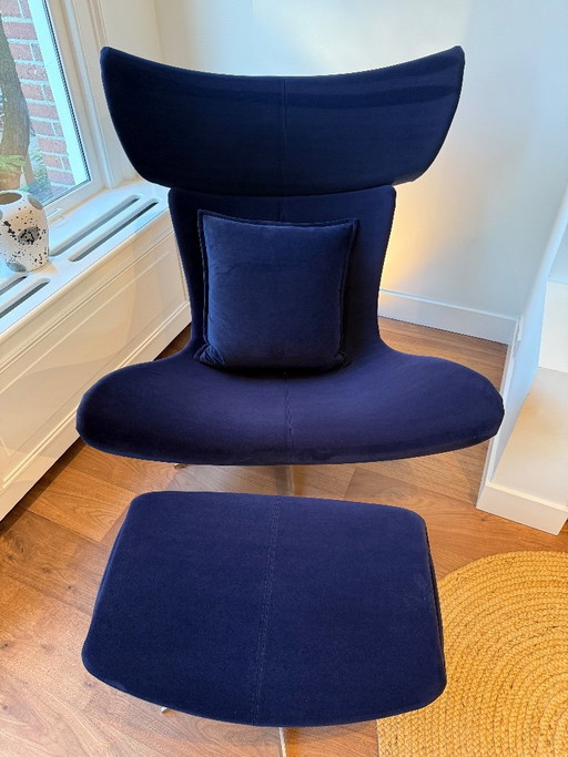 Fauteuil et repose-pieds BoConcept Imola par Henrik Petersen - Velours bleu foncé – Metal, Velvet (photo 2 of 17)