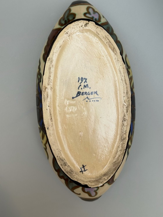 Image 1 of  Art Deco Hand-Painted Jardinière by C.M. Bergen, Belgium (c. 1920s–1930s) 