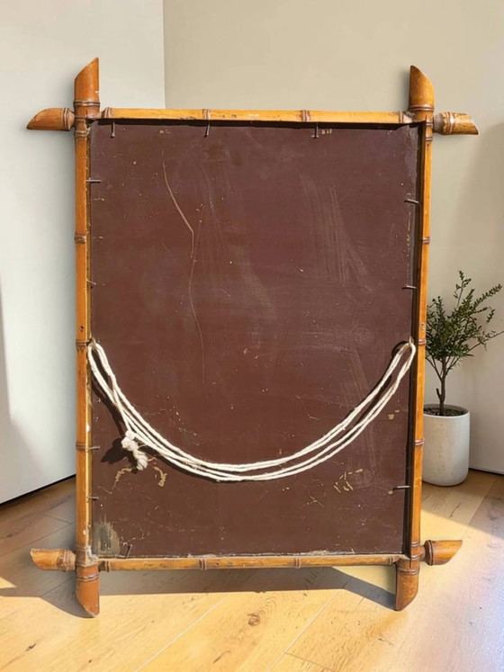 Wooden mirror turned in a bamboo style 58*73 cm – Glass, Art Nouveau (photo 5 of 7)