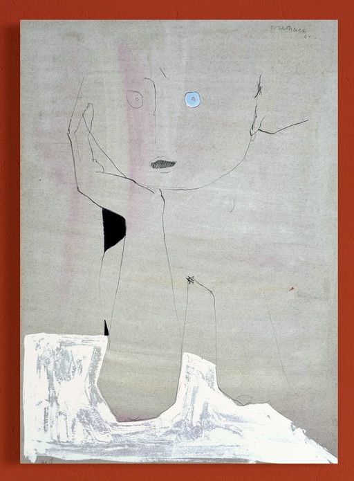Robert Detheux rare peinture surréaliste de 1961