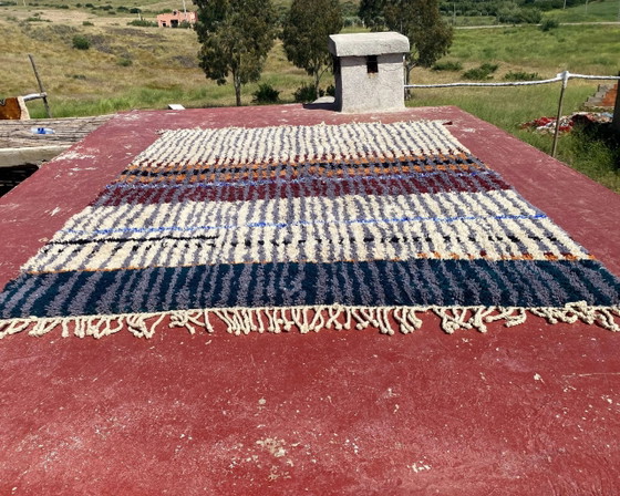 Vintage Moroccan Berber rug with multicoloured stripes – 332 x 244 cm – Rugs & carpets, Wool, Cotton (photo 18 of 19)