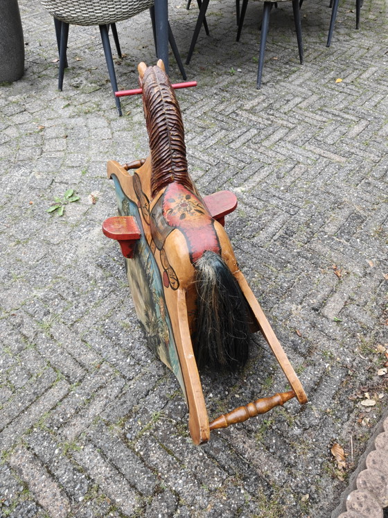 Image 1 of Vintage Scandinavian Wooden Rocking Horse