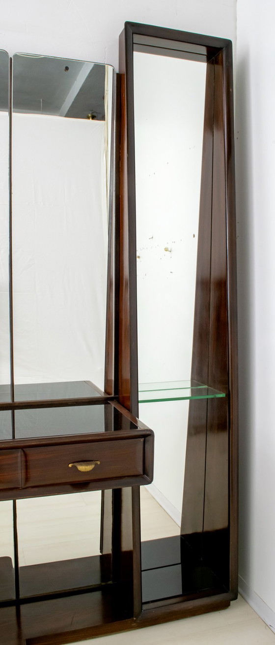 Image 1 of Buffet à miroir en noyer italien Guglielmo Ulrich, Mid Century Modern, années 1940